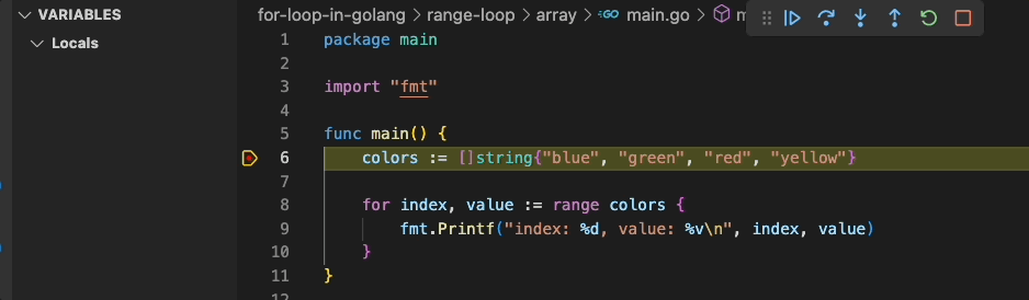 Golang looping over arrays slices using range for loop